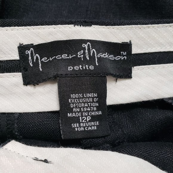 Mercer & Madison Petites Womens Linen Ankle Trouser Pant Size 12P Black Fruit - Picture 13 of 16